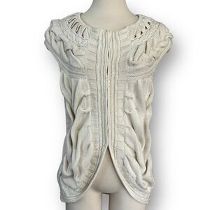 Anthropologie x Moth Slouchy Chunky Knit Open Weave Ivory Sweater Vest